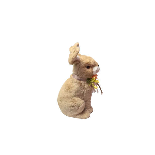 Rabbit with pink flowers and sitting with legs together 38cm