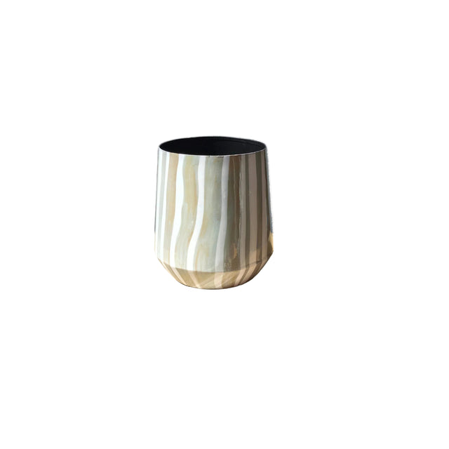 Planter iron 15x15x16cm Enamel striped design