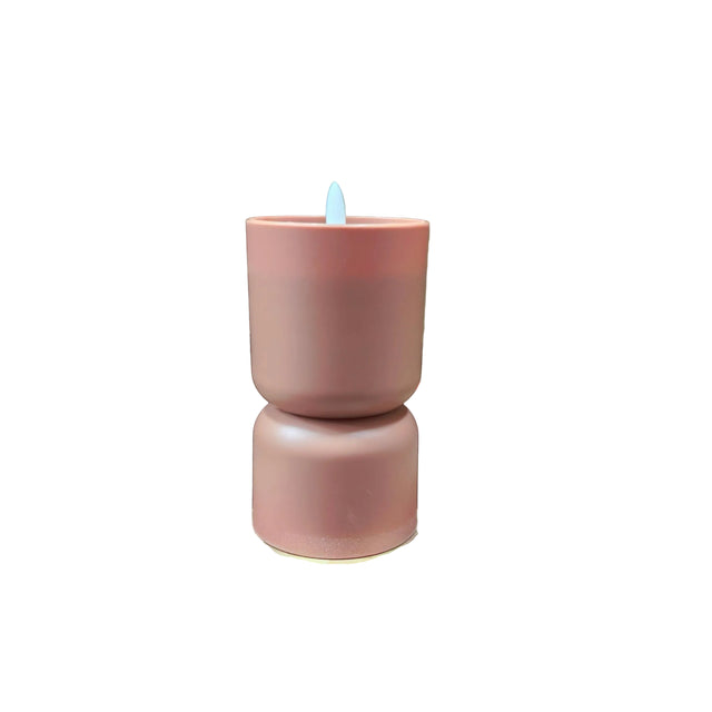 LED Candle 7.5x13cm - Red brown