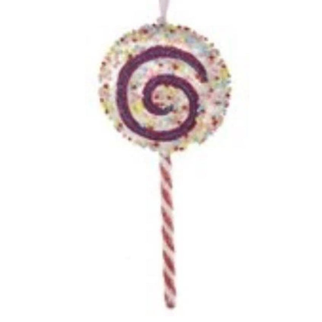 styrofoam lollipop purple 17-78cm hanging ornament
