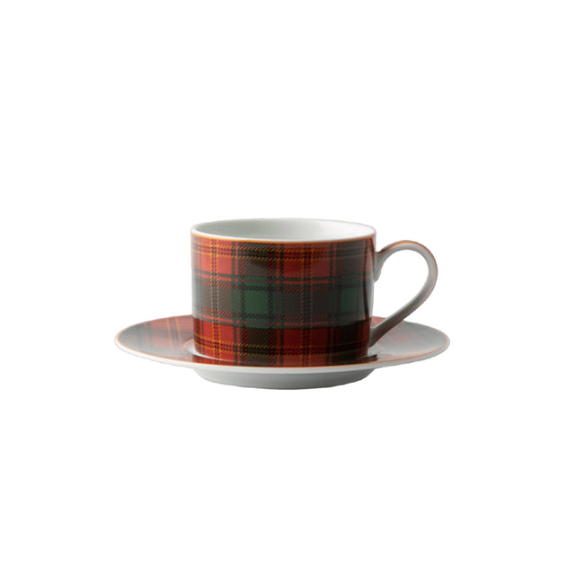 JC Red Tartan Cup & Saucer in Gift Box