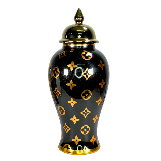 Ginger Jar Black & Gold 18.5X39Cm