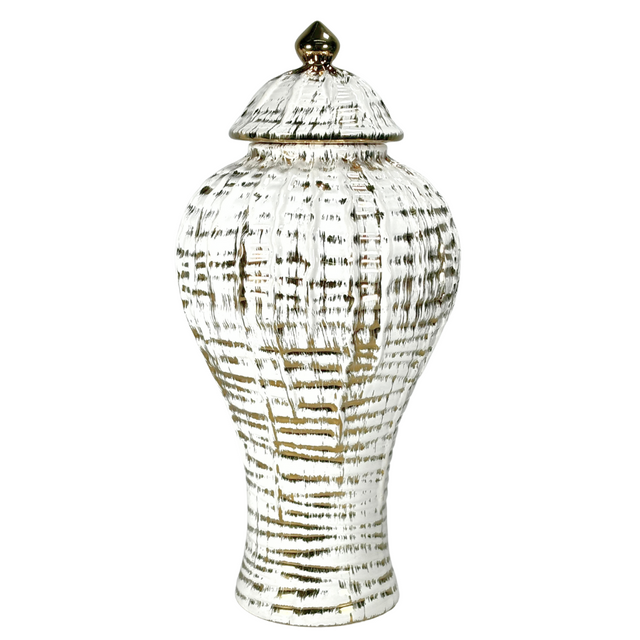 Ginger Jar Beige With Gold 20.5X38Cm
