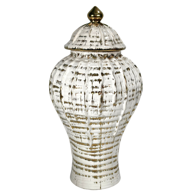 Ginger Jar Beige With Gold 19X32Cm
