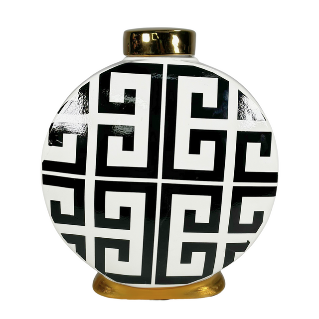 Ginger Jar Black, Gold & White 32X17X37cm