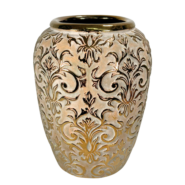 Ginger Jar Beige With Gold 24.5X31.5Cm