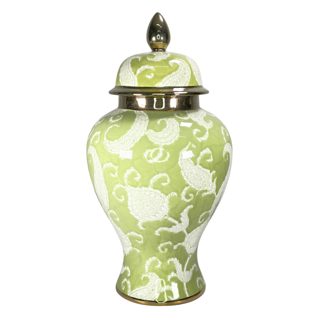 Ginger Jar Green & Gold 27X51Cm