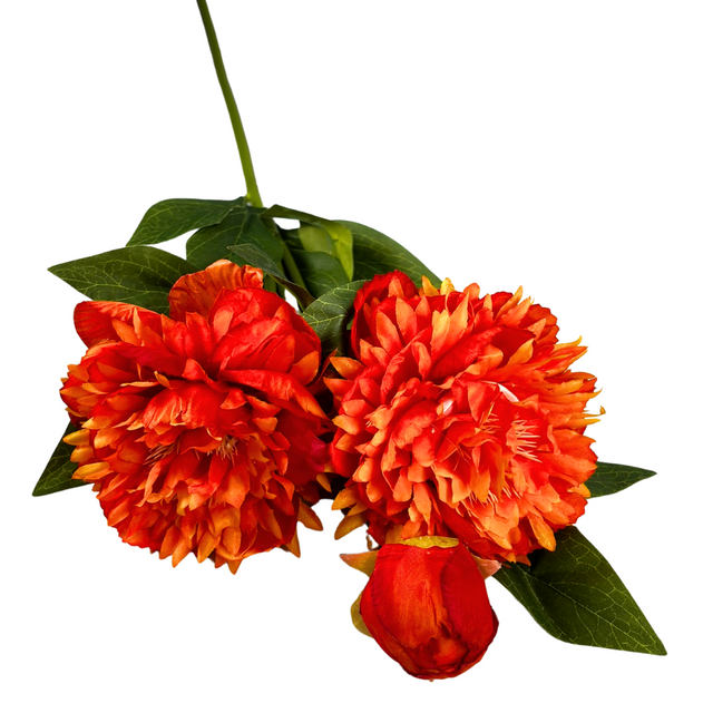 Peony 3 Head 72cm - Orange