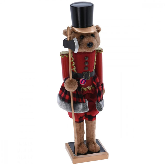 Nutcracker, 22x18x75cm, Bear in Red and Gold Clothing with Black Hat