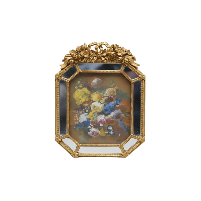 Photo frame with mirror design 14.478cm - gold