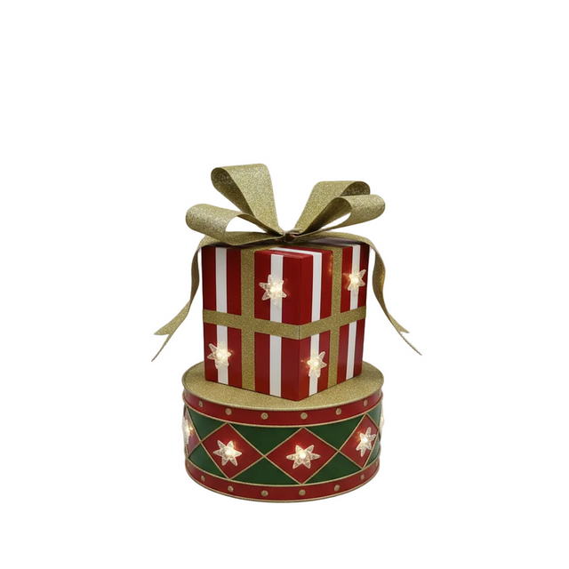 Christmas present on drum 29x29x44cm