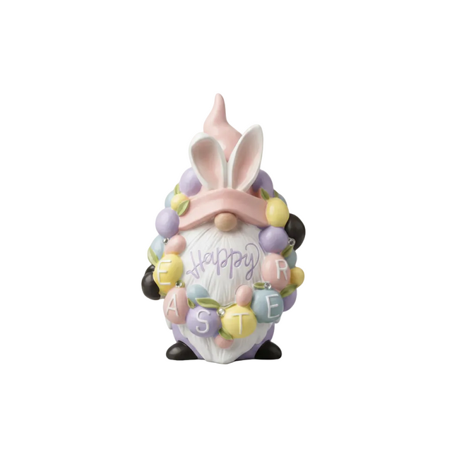 Gnome bunny with wreath 26cm