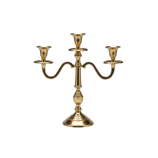 Candle holder, Aluminium 29x10x30cm - Gold - Cone base
