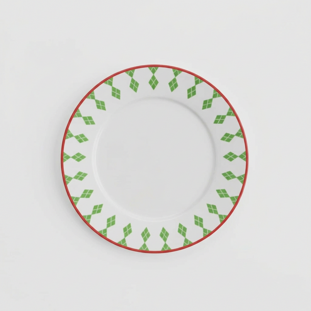 Red, Green & White Dinner Plate 25.4cm