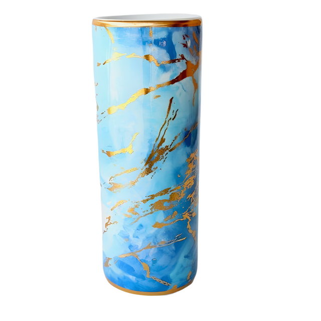 Blue/gold tall, marbled Umbrella stand