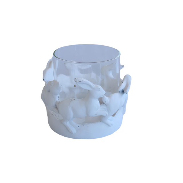 Medium white round bunny tealight