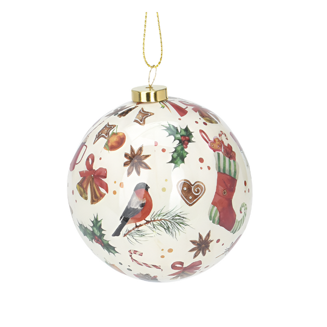 Xmas Ball 7cm With Xmas Design each