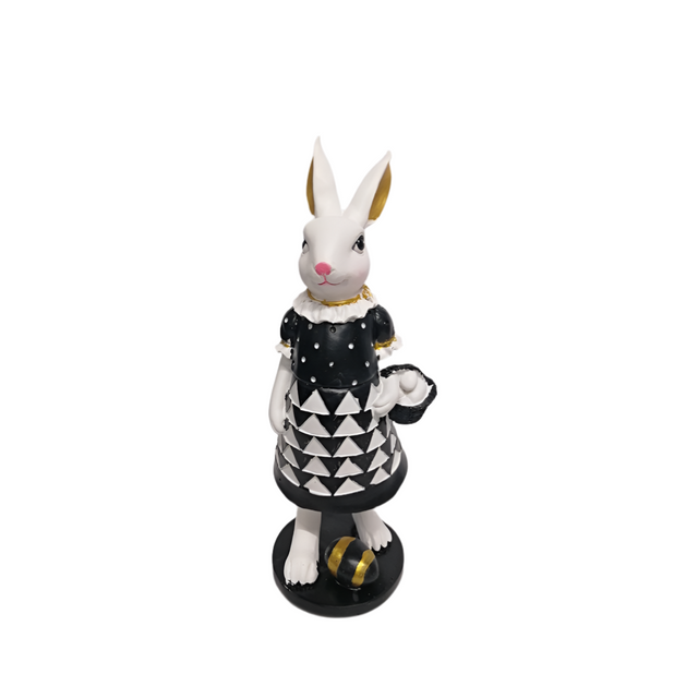 Rabbit with gold & black egg - Girl 30cm