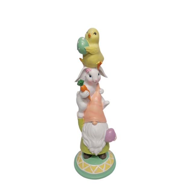Gnome, Rabbit and Chick figurine 38cm