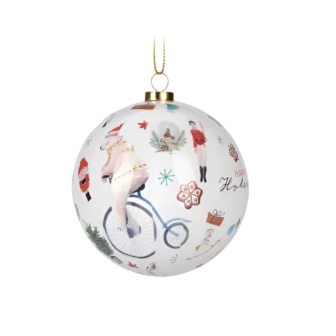 Xmas Ball 8cm Happy Holiday