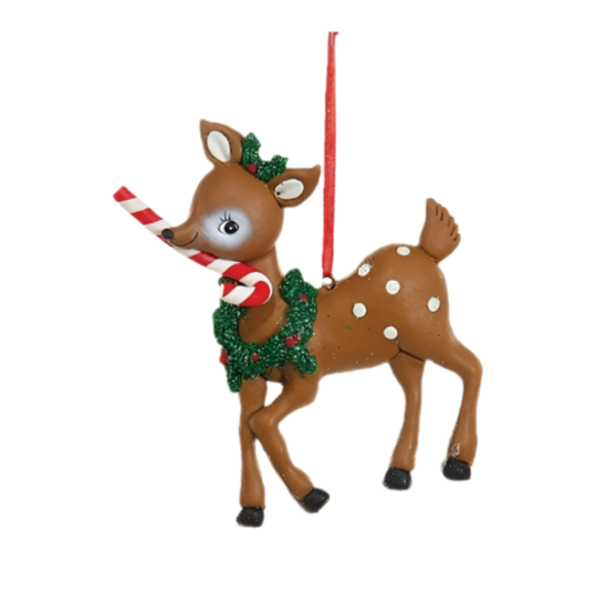 Clay dough Reindeer with Green wreath 12.7cm