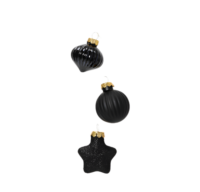 Bauble, onion and Star Shape 11,5cm - Black