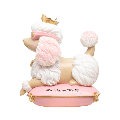 Resin Poodle White on Pillow 4 Inch