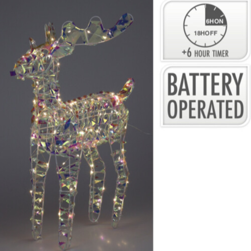 Reindeer With 100x ww Micro Led, Shiny Rainbow Colour, 36x14x60cm