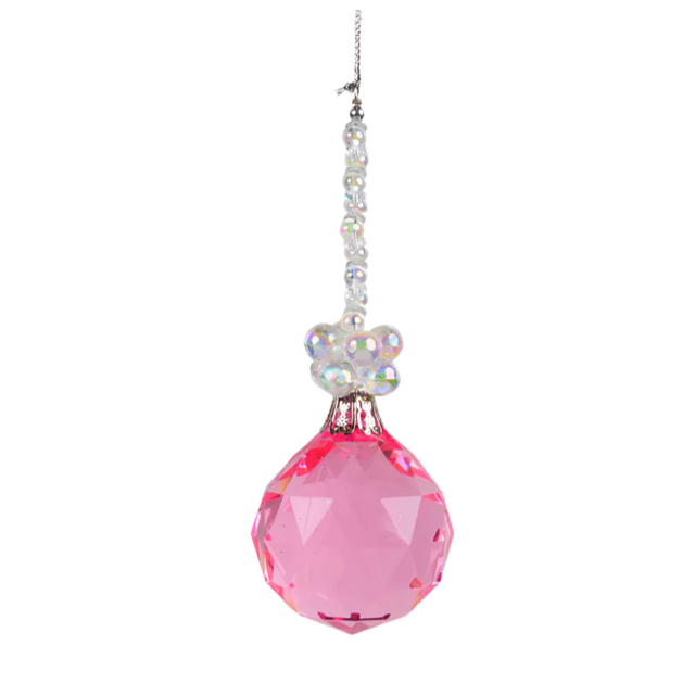 Crystal And Pearl Drop Ornament - Round