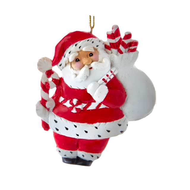 Resin Peppermint Santa Ornament