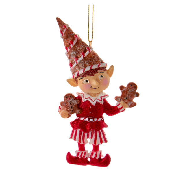 Resin Peppermint Elf With Gingerbread 12Cm