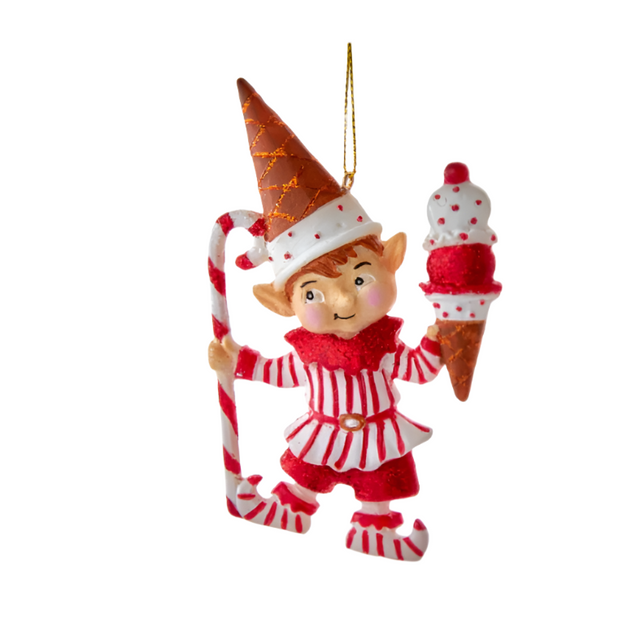 Resin Peppermint Elf With Ice Cream 12Cm