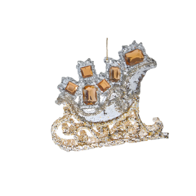 Plastic Silver Sled Hanging Ornament 9.4Cm