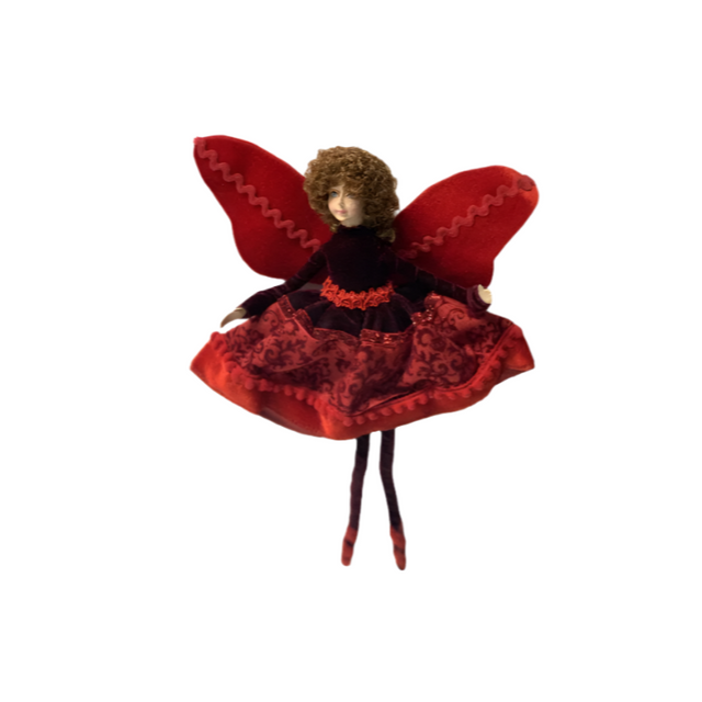 Fairy With Red & Maroon Dress 32cm
