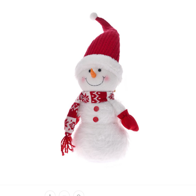 White Snowman with Santa Hat 19x12x36cm