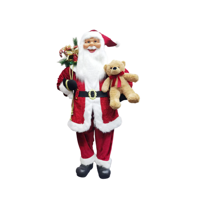 Musical Santa with bear and sack - 1.8m
