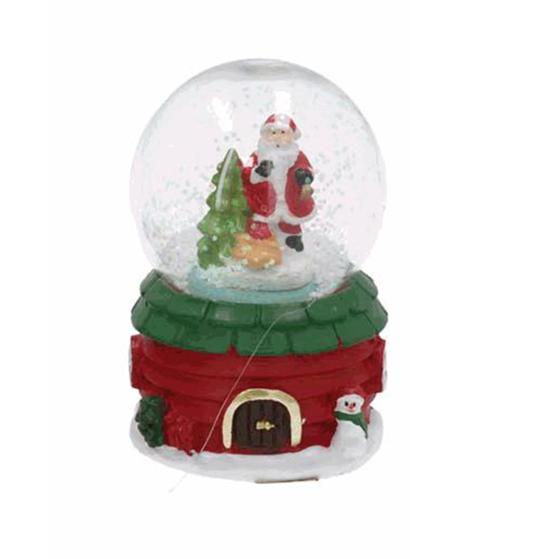 Snowglobe 4.5x4.5x6cm - Santa with tree