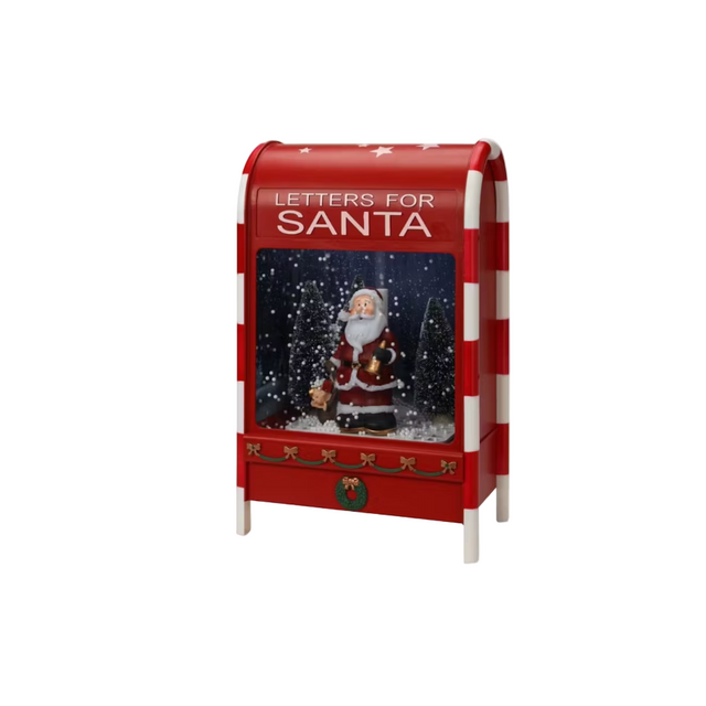 Musical snow mailbox LED 21x12.5x33cm - Santa
