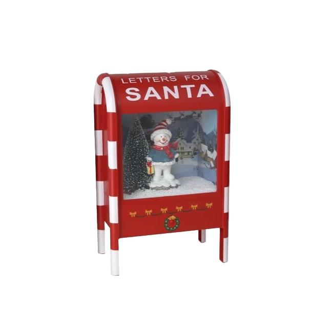 Musical snow mailbox LED 21x12.5x33cm - Snowman
