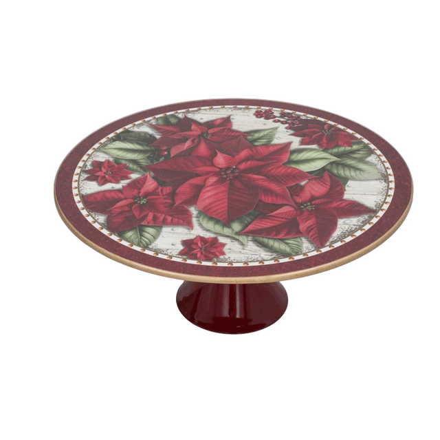 Cake Stand 29x29x10cm with Poinsettia
