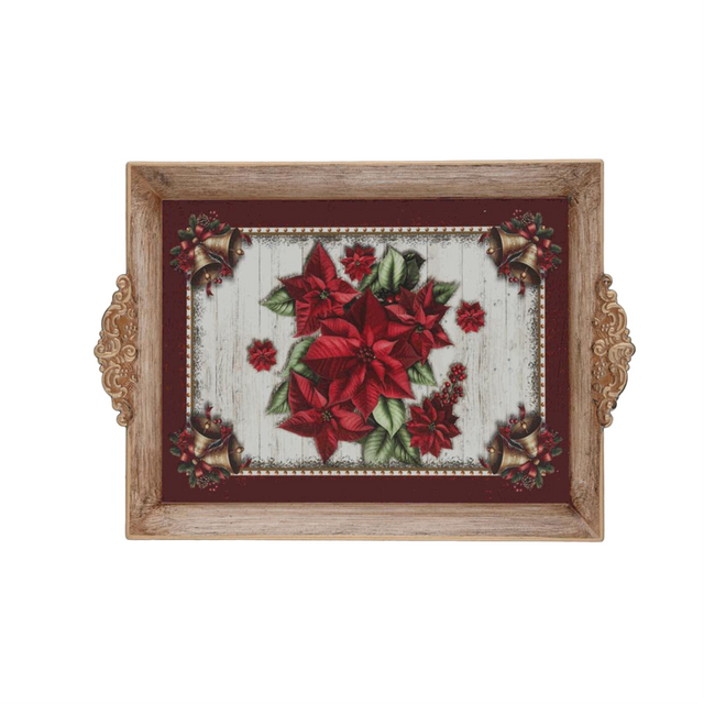 Tray with poinsettias 39x25x2.5cm