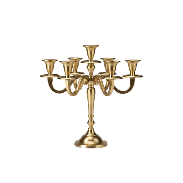 Candle holder gold 30cm - 5 arm - straight base