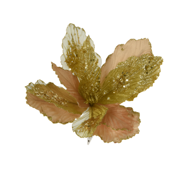 Glitter Flower on Clip Gold