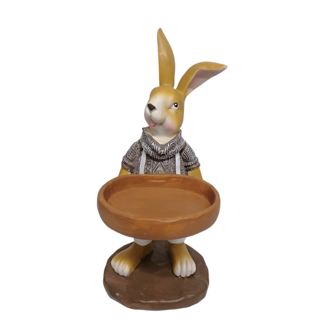 Rabbit with bowl and backpack 28x16x15cm