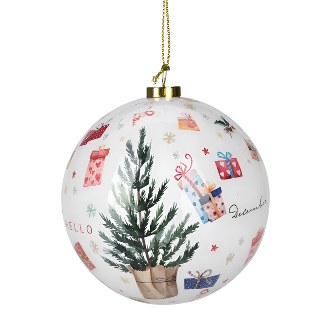 Xmas Ball 8cm Hello December