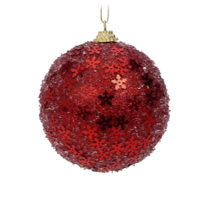 Xmas bauble 8cm, Polyfoam, Red Beads