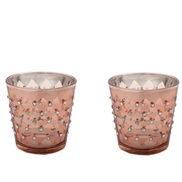Glass Votive 12.5x6.2x7cm - Set of 2
