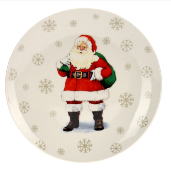 Plate coupe shape porcelain 20.5cm - Santa with present