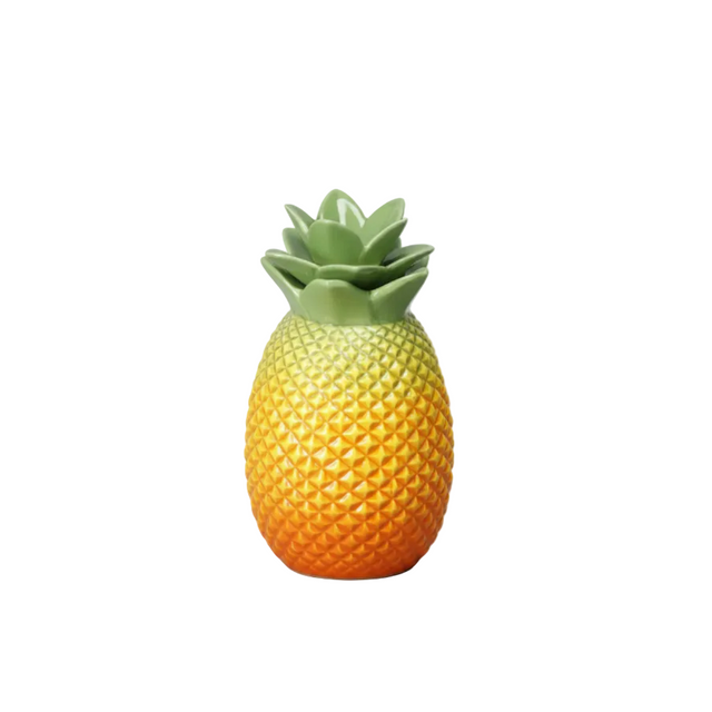 Jar, pineapple shape, dolomite 13.5x23cm - Yellow with green