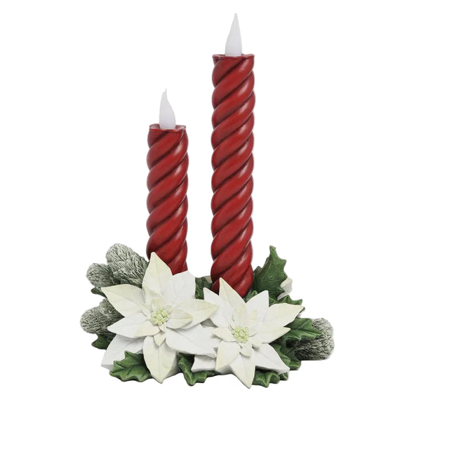 Two poinsettias with double candles